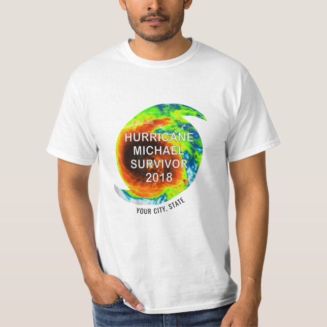 Camiseta HURRICANE MICHAEL SURVIVOR na sua localização (Frente)