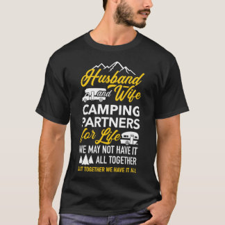 Camiseta Hus e esposa acampando parceiros para toda a vida.