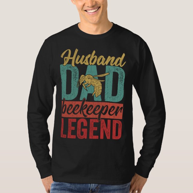 Camiseta Husband Dad Beekeeper  Beekeeping Apiary Honey Gra (Frente)