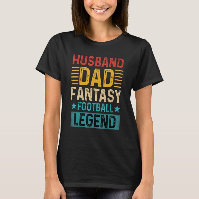 Camiseta Husband Dad Fantasy Football Legend Retro Father s (Frente)