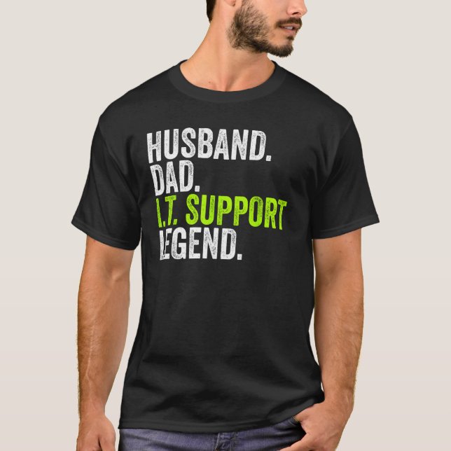 Camiseta Husband Dad I T Support Legend Network Admin  Offi (Frente)