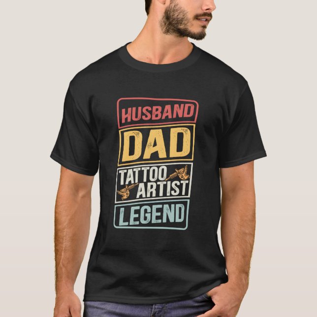 Camiseta Husband Dad Tattoo Legend Father'S Day (Frente)
