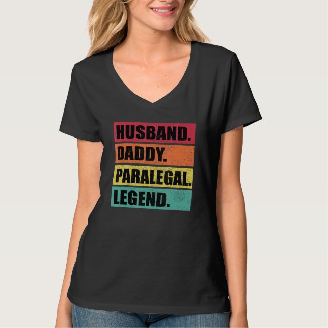 Camiseta Husband Daddy Paralegal Legend Retro Father's Day (Frente)