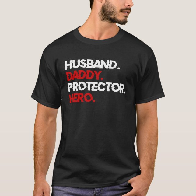 Camiseta Husband Daddy Protector Hero (Frente)