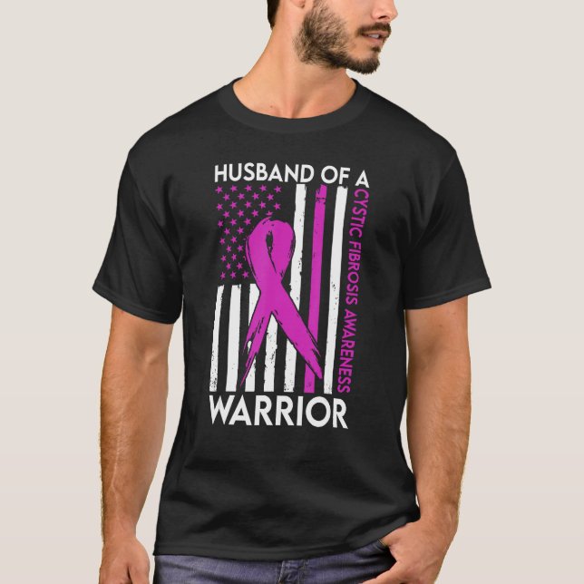 Camiseta Husband Of A Warrior Cystic Fibrosis Awareness Sup (Frente)