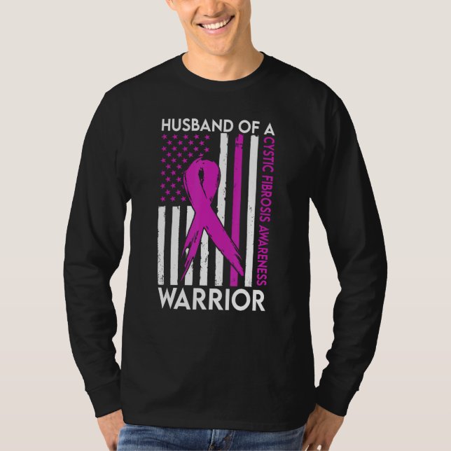 Camiseta Husband Of A Warrior Cystic Fibrosis Awareness Sup (Frente)