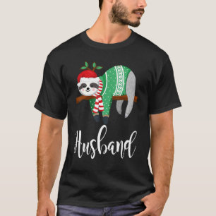 Camiseta Husband Sloth Santa Hat Christmas Pajama Family
