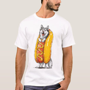 Camiseta Husky Cachorro Quente � Fantasia de Comida Engraça