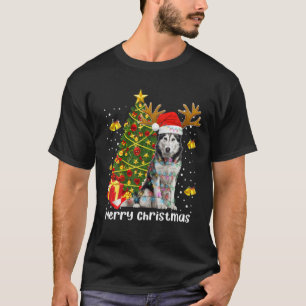 Camiseta Husky Christmas Lights Tree Santa Xmas Pajama Sibe