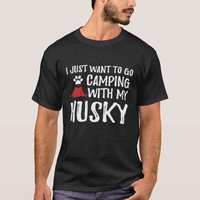 Camiseta Husky de Acampamento Para Mãe ou Pai de Cachorro E (Frente)
