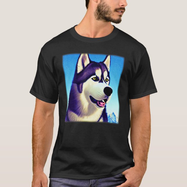 Camiseta Husky design dog imprint artwork face with Siberia (Frente)