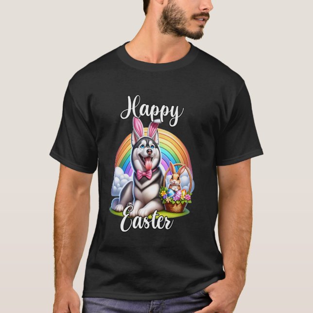 Camiseta Husky Feliz Páscoa Husky Páscoa (Frente)
