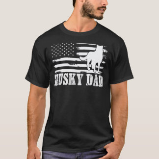 Camiseta Husky Pai Siberiano Husky Bandeira Americana Pet C