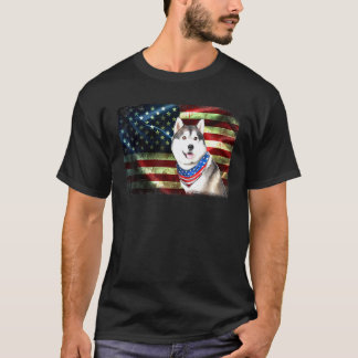 Camiseta Husky Patriótico Engraçado Bandeira Americana Cach
