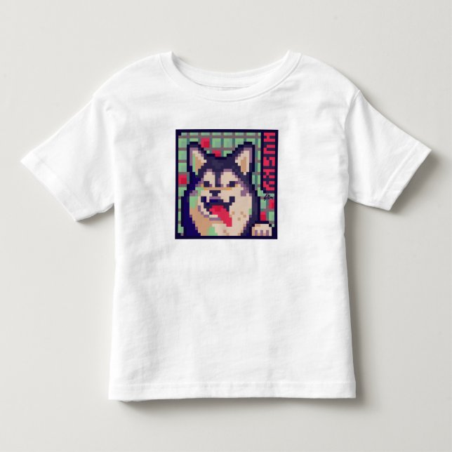 Camiseta Husky Pixelart Pixel Art (Frente)