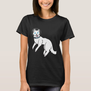 Camiseta Husky Siberiano Branco No Espaço