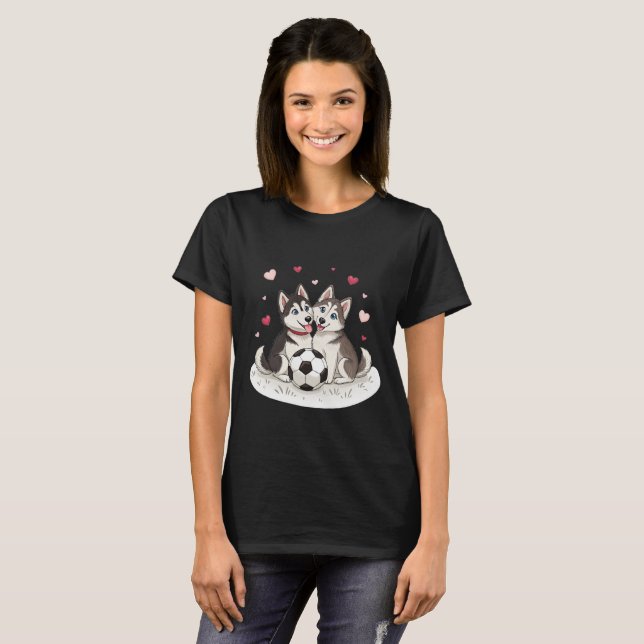 Camiseta Husky Siberiano with soccer ball (Frente Completa)