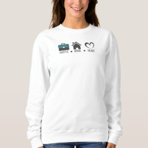 Camiseta Hustle, Home, Coração: Design moderno motivacional