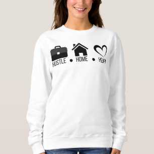 Camiseta Hustle, Home, Coração: Design moderno motivacional