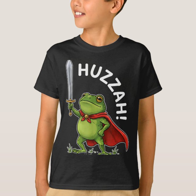 Camiseta Huzzah Frog Knight Funny Sword Meme Frog Quote Men (Frente)