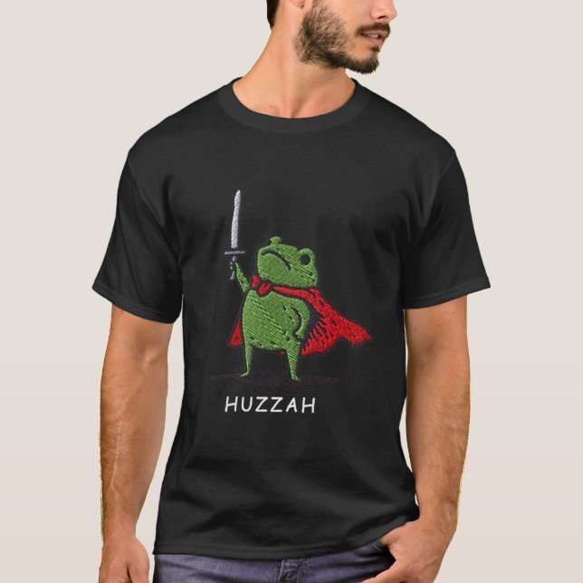 Camiseta Huzzah Frog Knight Funny Sword Meme Quote  (Frente)