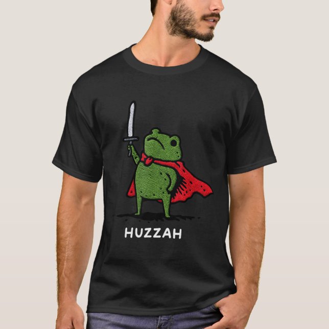 Camiseta Huzzah Frog Knight Funny Sword Meme Quote  (Frente)