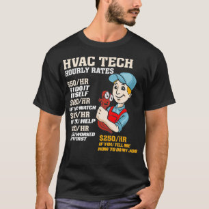 Camiseta HVAC Legal de Mens com Lista de Taxas Horárias pa