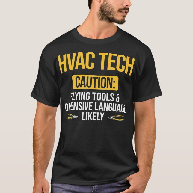 Camiseta HVAC Tech Caution Flying Tools HVAC Technician AC  (Frente)
