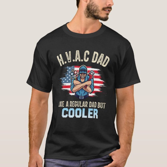 Camiseta HVAC Tech Dad  For Men American Flag (Frente)