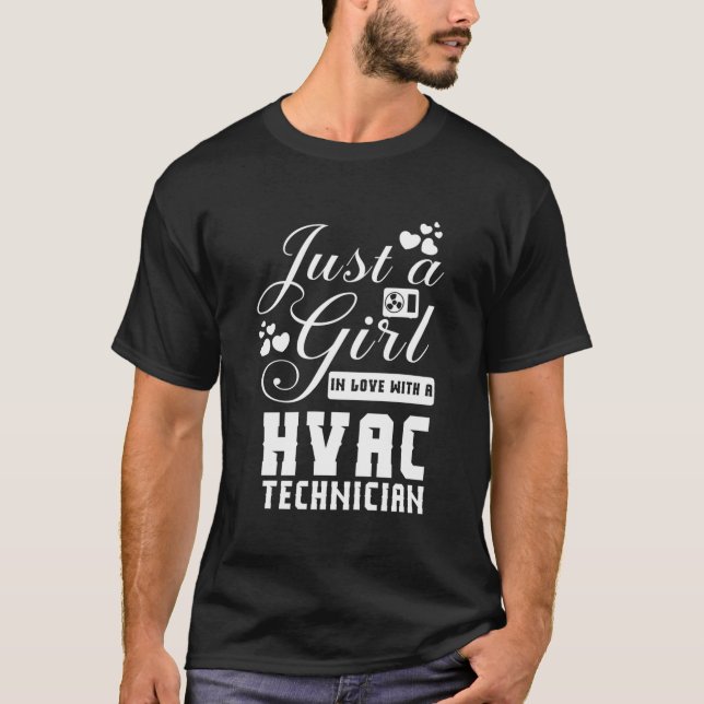 Camiseta Hvac Tech Namorada Roupa - Engraçada Gata (Frente)