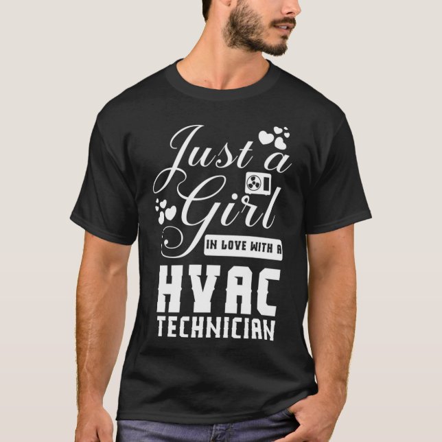 Camiseta Hvac Tech Namorada Roupa - Engraçada Gata (Frente)