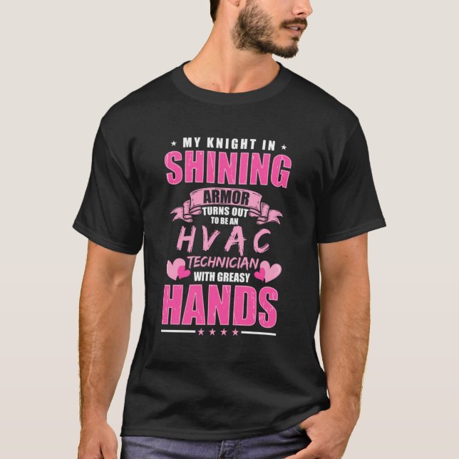 Camiseta Hvac Technician Namorada Certified Hvac Tech Wif (Frente)