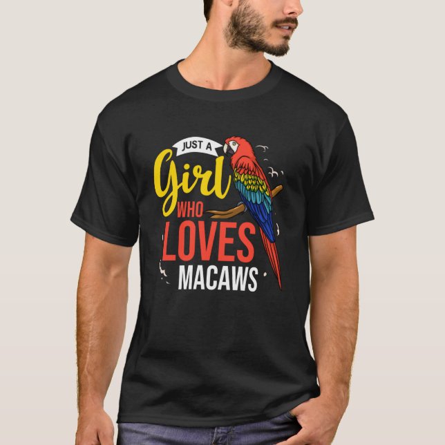 Camiseta Hyacinth Macaw Scarlet Greenwing Parrot (Frente)