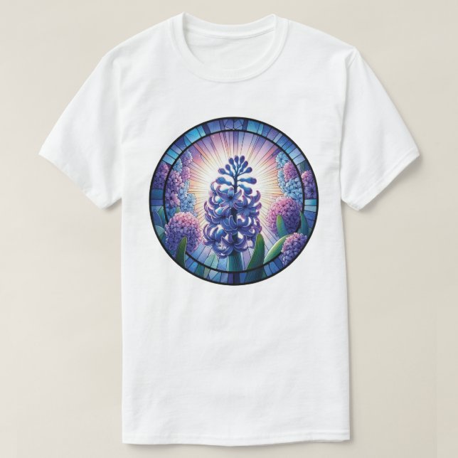 Camiseta Hyacinth Stainth Glass Art (Frente do Design)