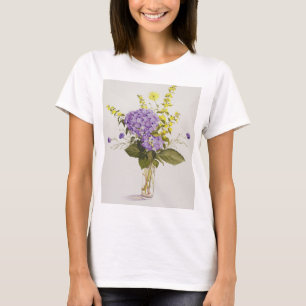 Camiseta Hydrangea azul com Loosestrife amarelo
