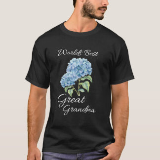 Camiseta Hydrangea Blue Words Melhor Excelente Avó