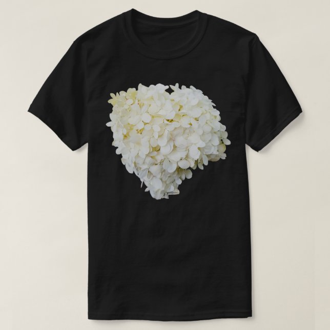 Camiseta Hydrangea White Floral Foto Cutout (Frente do Design)