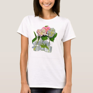 Camiseta Hydrangeas e Mason jar