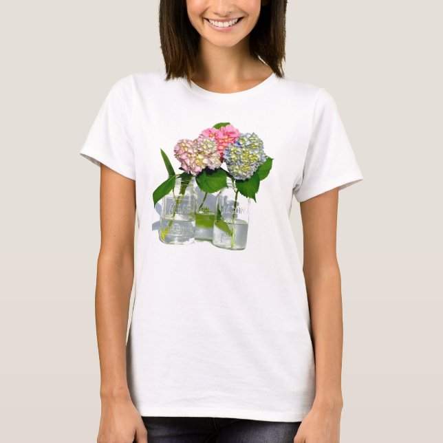 Camiseta Hydrangeas e Mason jar (Frente)