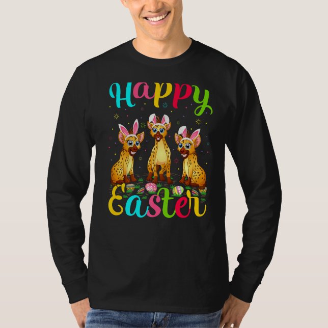 Camiseta Hyena Funny Easter Felz pascoa Bunny Hyena (Frente)