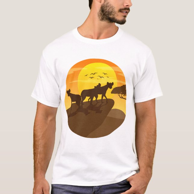 Camiseta Hyena Silhouette Savanna Forest Art (Frente)