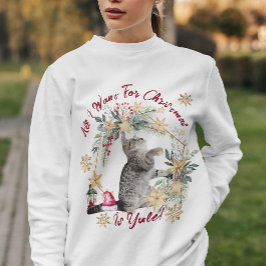 Camiseta Hygge Yule Cat Cozy Natal Mulheres