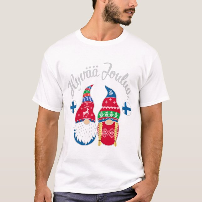 Camiseta Hyvaa joulua finnish Felry Natal Finland hoje (Frente)