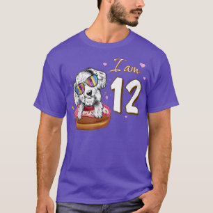 Camiseta I am 12 Birthday Cute Lovely Spaniel with Donut Do