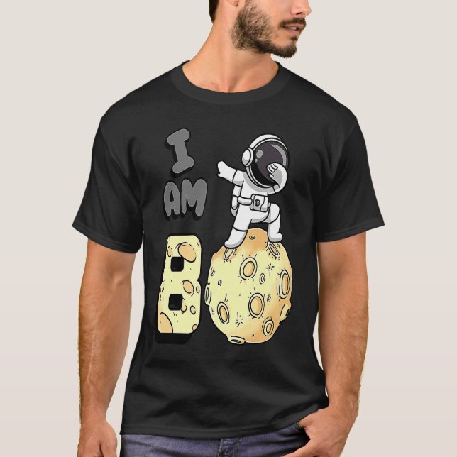 Camiseta I am 8 Space Astronaut Kid Moon Walker 8th Birthda (Frente)