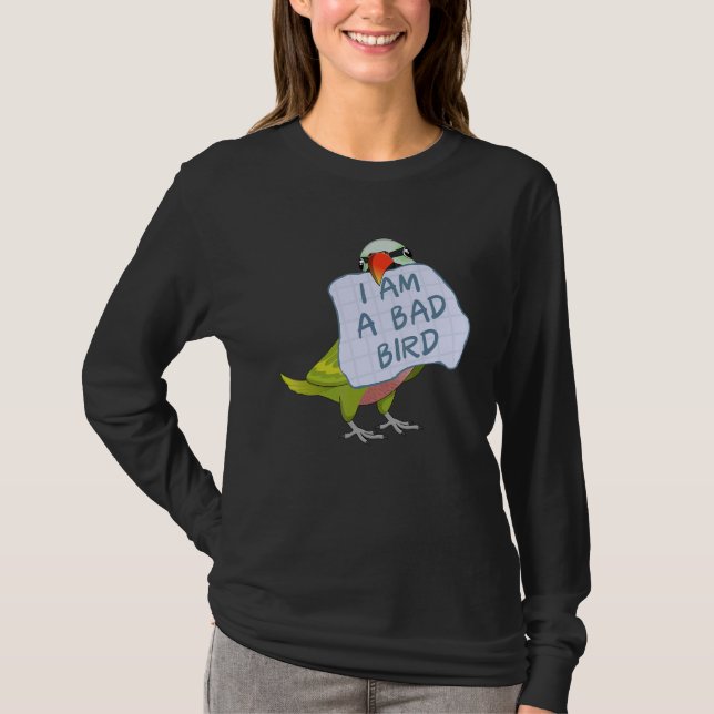 Camiseta I Am A Bad Bird I Funny Moustache Parakeet Parrot (Frente)