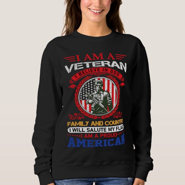 Camiseta I am a veteran i believe in god family and country (Frente)
