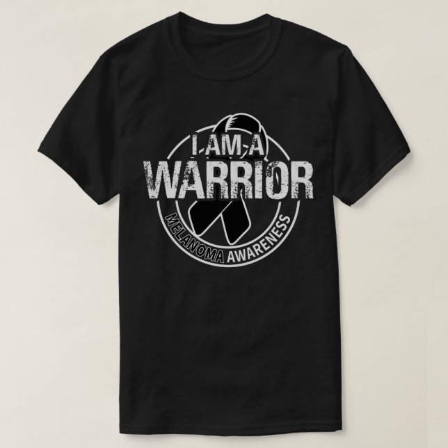 Camiseta I Am A Warrior Melanoma Awareness Ribbon (Frente do Design)