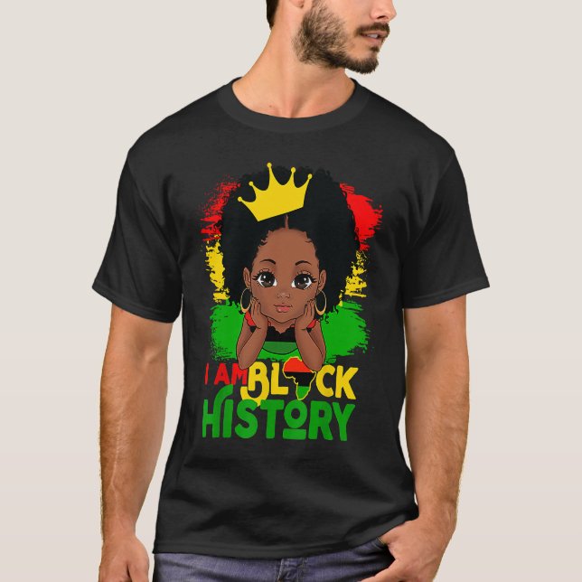 Camiseta I Am Black History BHM Black Pride Black Melanin G (Frente)