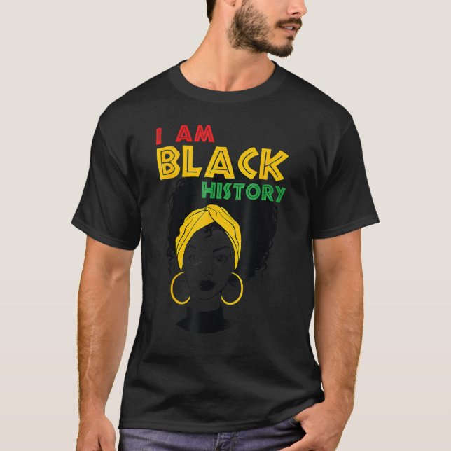 Camiseta I am Black History Girl Afro Love African American (Frente)